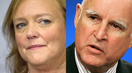 Gubernatorial candidates Meg Whitman and Jerry Brown